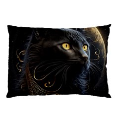 Ai Generated Cat Moon Feline Cute Pillow Case by Ravend