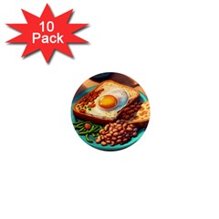 Ai Generated Breakfast Egg Beans Toast Plate 1  Mini Magnet (10 Pack)  by danenraven