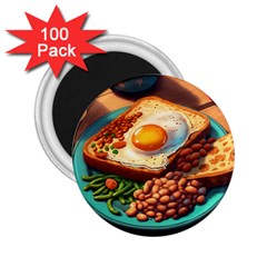 Ai Generated Breakfast Egg Beans Toast Plate 2 25  Magnets (100 Pack)  by danenraven