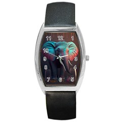 Ai Generated Elephant Tusks Trunk Wildlife Africa Barrel Style Metal Watch by danenraven