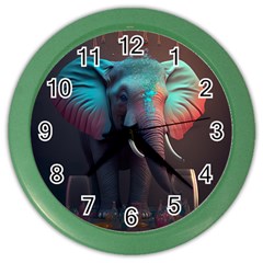 Ai Generated Elephant Tusks Trunk Wildlife Africa Color Wall Clock by danenraven