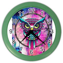 Owl Dreamcatcher Color Wall Clock by Jancukart