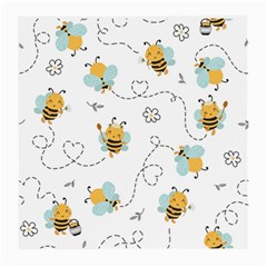 Bee Art Pattern Design Wallpaper Background Print Medium Glasses Cloth (2 Sides) by Ravend