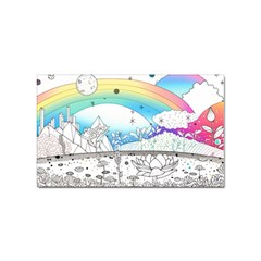 Rainbow Fun Cute Minimal Doodle Drawing Arts Sticker Rectangular (100 Pack) by Ravend