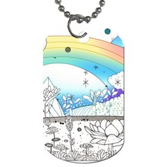 Rainbow Fun Cute Minimal Doodle Drawing Arts Dog Tag (two Sides) by Ravend