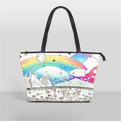 Rainbow Fun Cute Minimal Doodle Drawing Arts Classic Shoulder Handbag by Ravend