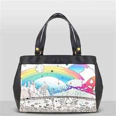 Rainbow Fun Cute Minimal Doodle Drawing Arts Oversize Office Handbag (2 Sides) by Ravend