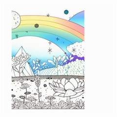 Rainbow Fun Cute Minimal Doodle Drawing Arts Small Garden Flag (two Sides) by Ravend