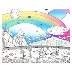 Rainbow Fun Cute Minimal Doodle Drawing Arts Premium Plush Fleece Blanket (medium) by Ravend