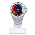 Ai Generated Swirl Splash Blaze Design Art Plastic Nurses Watch Front