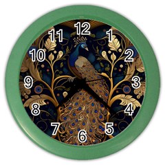 Peacock Plumage Bird Decorative Pattern Graceful Color Wall Clock by Ravend