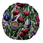 Watercolor Tropical Flowers Large 18  Premium Round Cushions Front