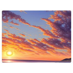 Summer Sunset Over Beach One Side Premium Plush Fleece Blanket (extra Small) by GardenOfOphir