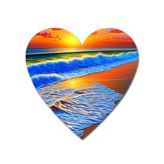 Summer Sunset At The Beach Heart Magnet by GardenOfOphir