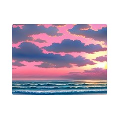 Sunset Over The Beach One Side Premium Plush Fleece Blanket (mini) by GardenOfOphir