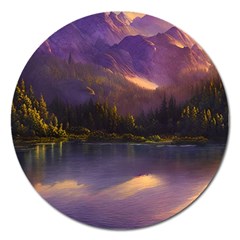 Colored Hues Sunset Magnet 5  (round) by GardenOfOphir