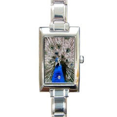 Peacock Bird Animal Feather Nature Colorful Rectangle Italian Charm Watch by Ravend