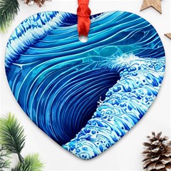 Simple Blue Ocean Wave Ornament (heart) by GardenOfOphir