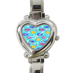 Fish Graphic Seamless Pattern Seamless Pattern Heart Italian Charm Watch by Ravend