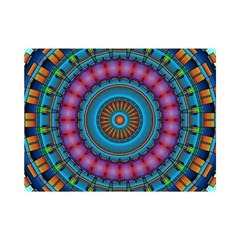 Mandela Kaleidoscope Squares Geometric Shapes One Side Premium Plush Fleece Blanket (mini)