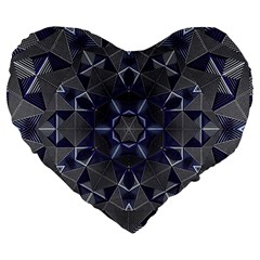 Kaleidoscope Geometric Pattern Geometric Shapes Large 19  Premium Heart Shape Cushions by Ravend