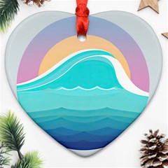 Tsunami Tidal Wave Wave Minimalist Ocean Sea Ornament (heart) by Pakemis