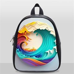 Tsunami Tidal Wave Wave Minimalist Ocean Sea 3 School Bag (small) by Pakemis