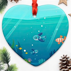 Ai Generated Ocean Sea Fish Aquatic Water Nature 2 Heart Ornament (two Sides) by Pakemis