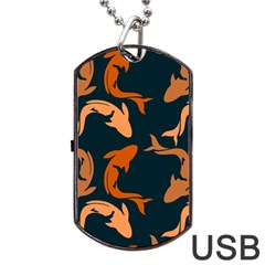 Background Pattern Texture Design Wallpaper Fish Dog Tag Usb Flash (two Sides) by Wegoenart