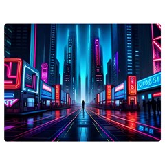 City People Cyberpunk Premium Plush Fleece Blanket (extra Small) by Jancukart