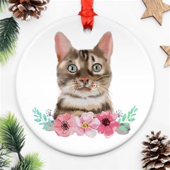 Watercolor Cat Round Ornament (two Sides) by SychEva