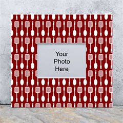 Red And White Kitchen Utensils Pattern White Wall Photo Frame 5  X 7 