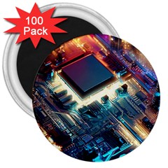 Ai Generated Motherboard City Technology Tech Cpu 3  Magnets (100 Pack) by Jancukart