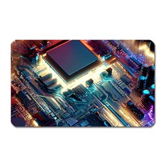 Ai Generated Motherboard City Technology Tech Cpu Magnet (rectangular) by Jancukart