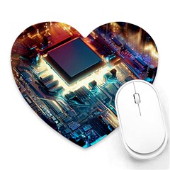 Ai Generated Motherboard City Technology Tech Cpu Heart Mousepad by Jancukart