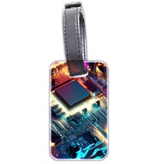 Ai Generated Motherboard City Technology Tech Cpu Luggage Tag (two Sides) by Jancukart