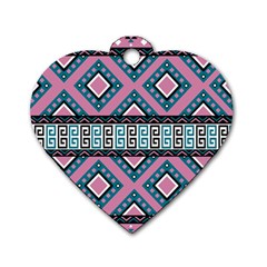 Pink Pattern Design Vintage Dog Tag Heart (one Side) by Ravend