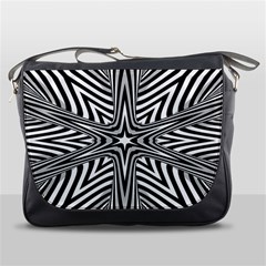 Fractal Star Mandala Black And White Messenger Bag by Semog4