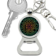 Circuit Hexagonal Geometric Pattern Background Pattern Bottle Opener Key Chain by Jancukart