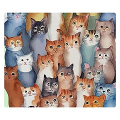 Cats Watercolor Pet Animal Mammal Premium Plush Fleece Blanket (small) by Jancukart