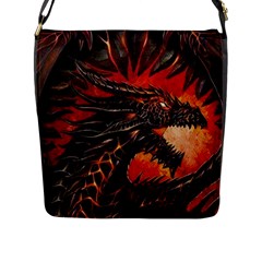 Dragon Fire Flap Closure Messenger Bag (l) by Semog4