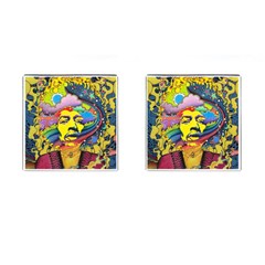 Psychedelic Rock Jimi Hendrix Cufflinks (square) by Semog4