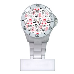 Christmas Themed Seamless Pattern Plastic Nurses Watch by Semog4