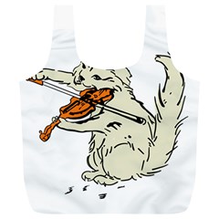 Cat Playing The Violin Art Full Print Recycle Bag (xl) by oldshool