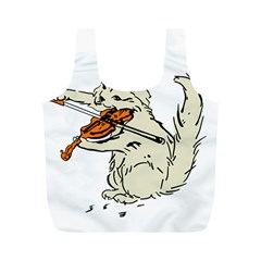 Cat Playing The Violin Art Full Print Recycle Bag (m) by oldshool