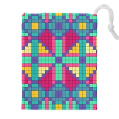 Checkerboard-squares-abstract--- Drawstring Pouch (5xl)