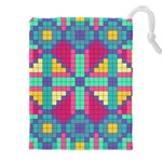 Checkerboard-squares-abstract--- Drawstring Pouch (5XL) Front