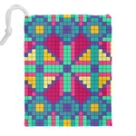 Checkerboard-squares-abstract--- Drawstring Pouch (5XL) Back