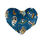 Seamless Pattern Funny Astronaut Outer Space Transportation Standard 16  Premium Heart Shape Cushions Front