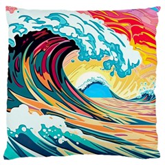 Waves Ocean Sea Tsunami Nautical 8 Large Cushion Case (one Side)